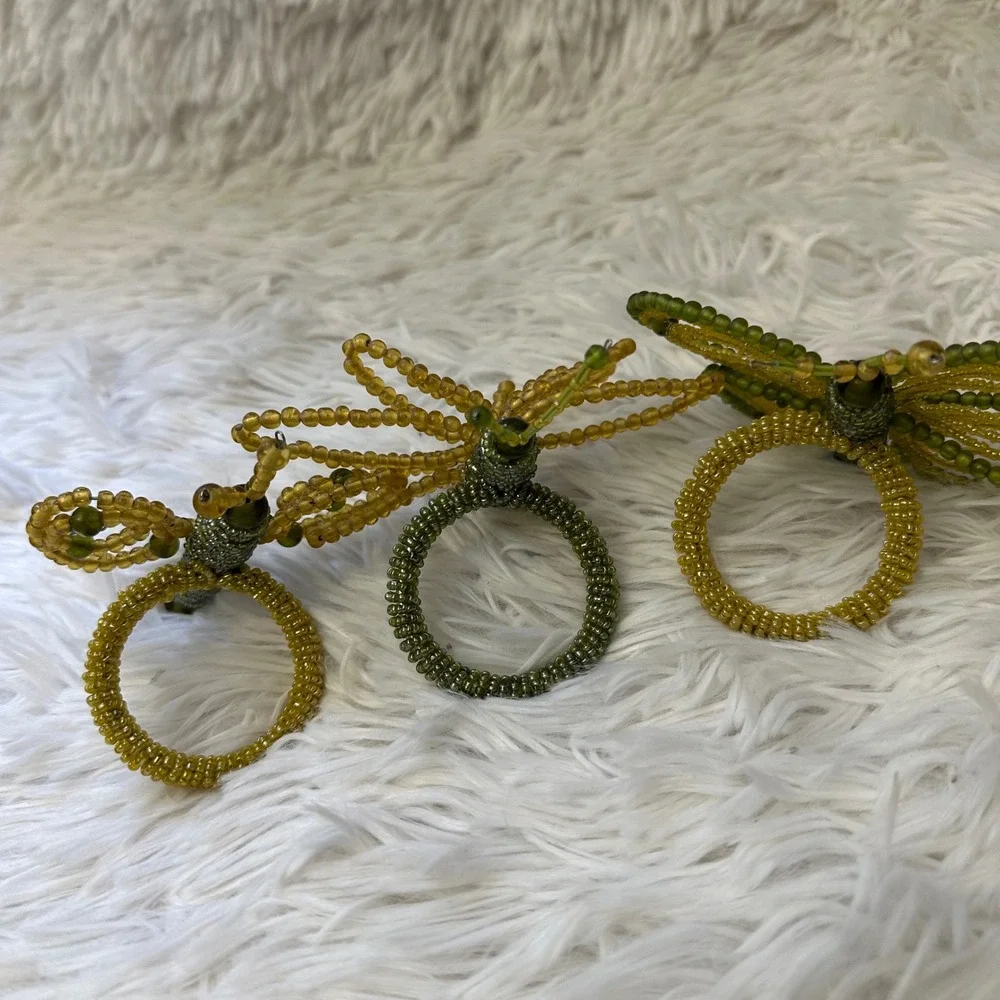 Pottery Barn 3 Piece Beaded Garden Bug Napkin‎ Holders